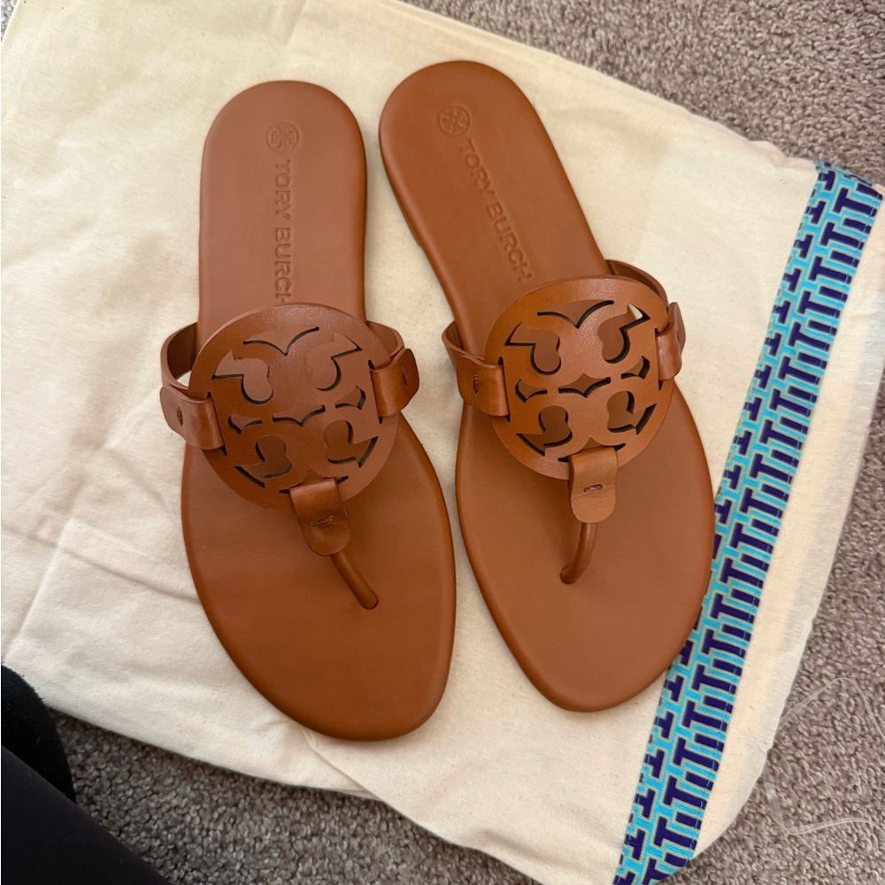 New tory burch miller calf leather sandals in Millie/ bourbon color - Picture 3 of 9